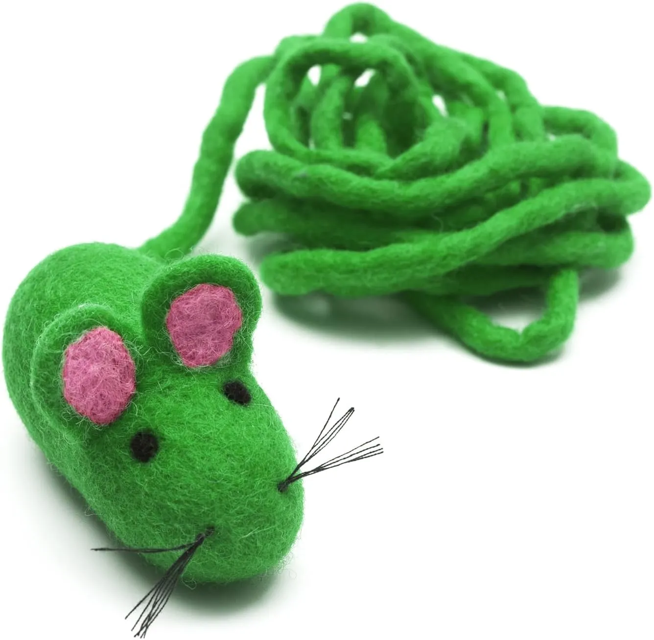 Glaciart One Felt Mouse Cat Toy  Soft Fuzzy Enrichment 100% Natural Wool - Interactive Catnip Play Cat Toy Set - Safe for Pets, Non-AZO Colored Dyes - 100 Long