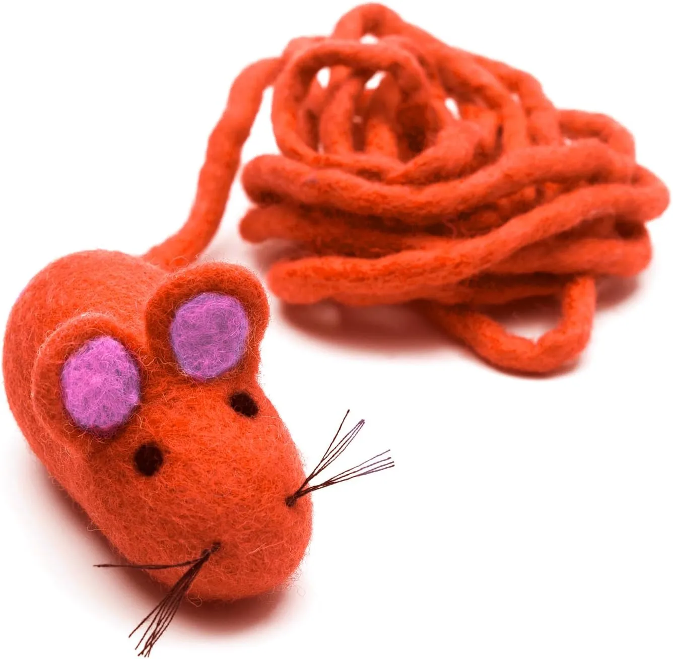 Glaciart One Felt Mouse Cat Toy  Soft Fuzzy Enrichment 100% Natural Wool - Interactive Catnip Play Cat Toy Set - Safe for Pets, Non-AZO Colored Dyes - 100 Long