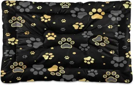 Gold Dog Paw Print Dog Bed Black Medium Pet Bed Mat Non Slip Cat Beds Pad Mats Soft Dogs Bed Pillows Pets Blanket Cushion