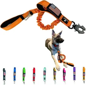 Heavy Duty Bungee Dog Leash - Shock Absorbing, Seat Belt Clip, Quick Release Frog Clasp, Double Padded Handles, for Large and Medium Dogs, Durable for Training, Walking, Car Safety, Outdoor Adventure