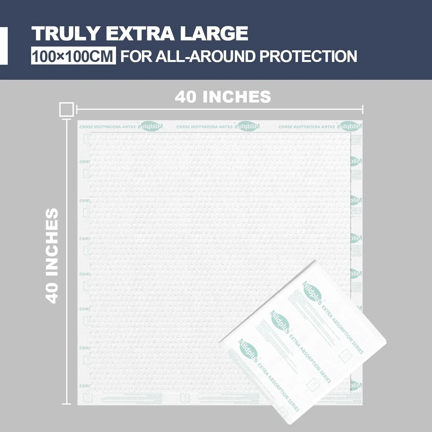 Heavy Duty Underpads 40"X40" Super Sized Chucks Pads 180 Grams Disposable Bed Pads with Strength Cloth Backing Extra Absorption Pads for Incontinence (100X100CM, 20 Count)