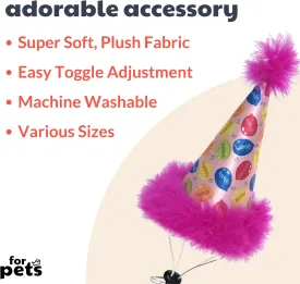 Huxley & Kent Pet Party Hat - Pink Party Time (Small) - Birthday Hat for Dogs and Cats - Adjustable Strap for Comfort and Stability - Perfect for Birthday Party, Adoption Celebration or Gotcha Day
