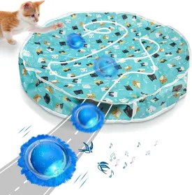 Interactive Cat Toys for Indoor Cats - Automatic Cat Toys for Bored Indoor Adult Cats in Pouch, Rechargeable Motion Activate Bird Chirping Hide and Seek Kitten Ball Toy, Mouse Catching Game for Kitten