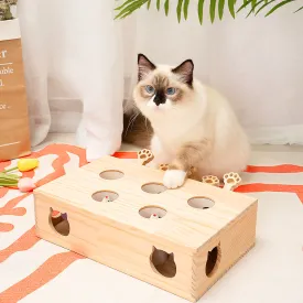 Interactive Wooden Whack-a-Mole Cat Toy