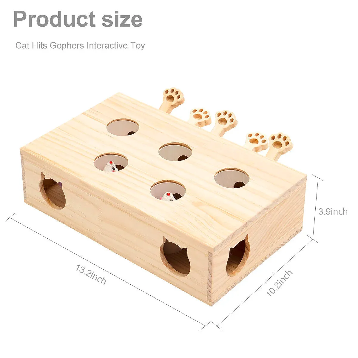 Interactive Wooden Whack-a-Mole Cat Toy