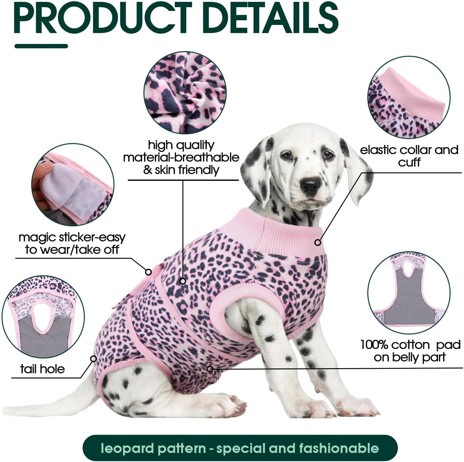 Kuoser Dog Surgery Recovery Suit, Recovery Suit for Female Male Dogs, Dog Onesie After Surgery Spay Neuter, Anti-Licking Pet Surgical Recovery Snugly Suit, Bodysuit for Abdominal Wounds Skin Disease