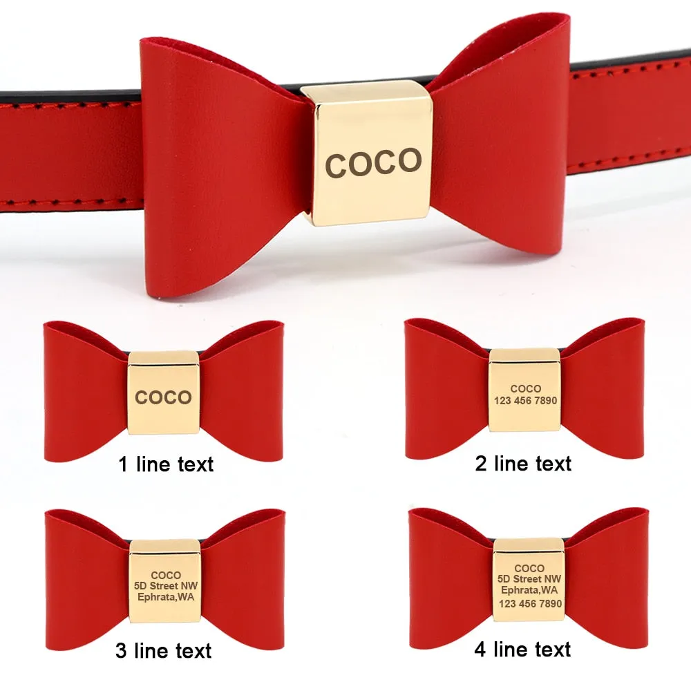 Leather And Bow Personalized Collars