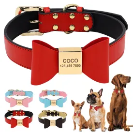 Leather And Bow Personalized Collars