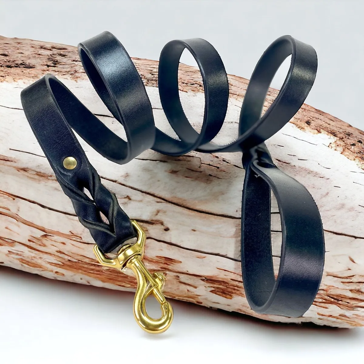 Leather Dog Collar with Nameplate 1 Inch Wide