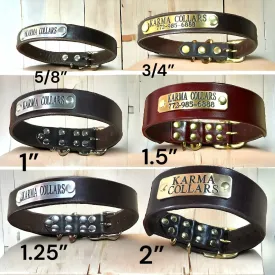 Leather Dog Collar with Nameplate 1.25" Wide