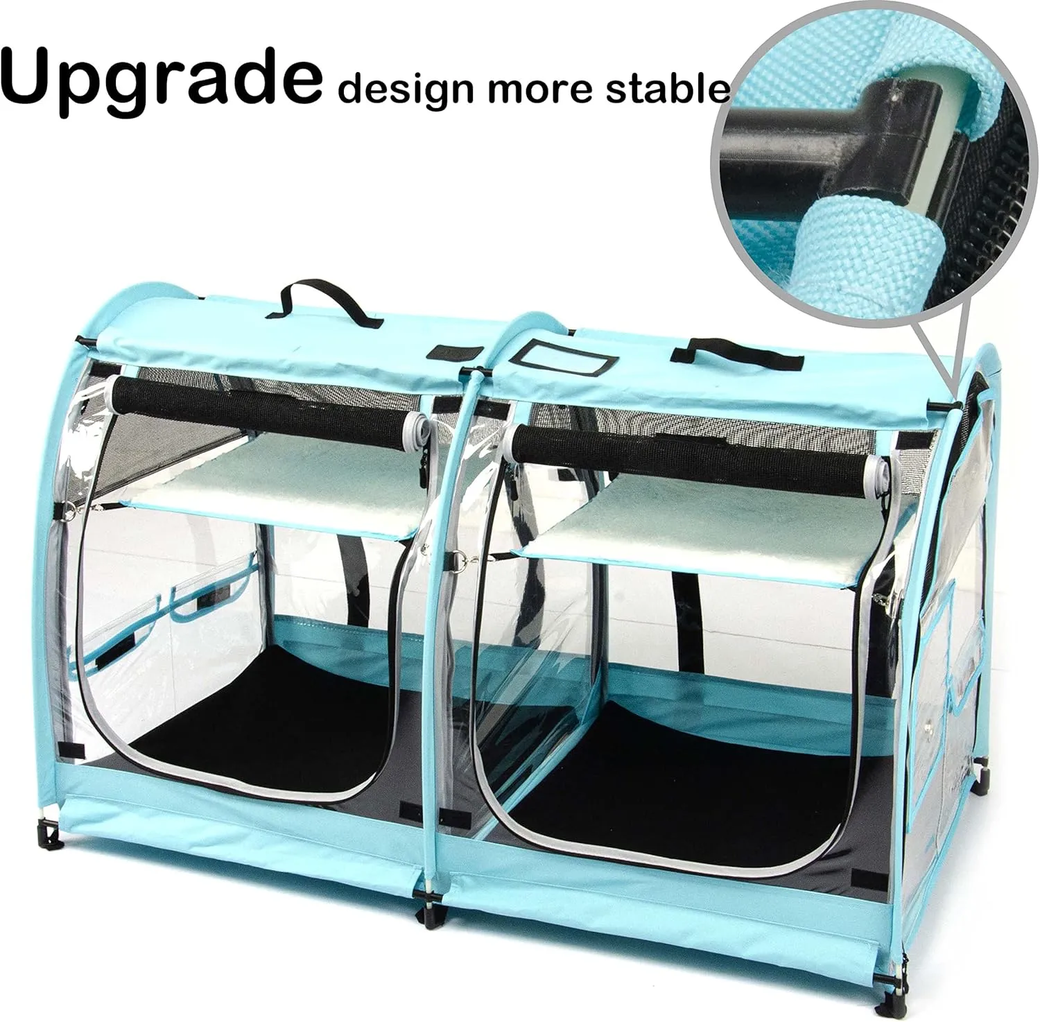 Mispace Portable 2 Pet Carriers for Cats Collapsible Cat Condo for Car Travel Pet Kennel Show Cages with Portable Carry Bag Hammocks Mats and Litter Box