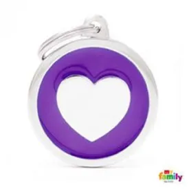 My Family ID Tags Classic Heart Large Purple