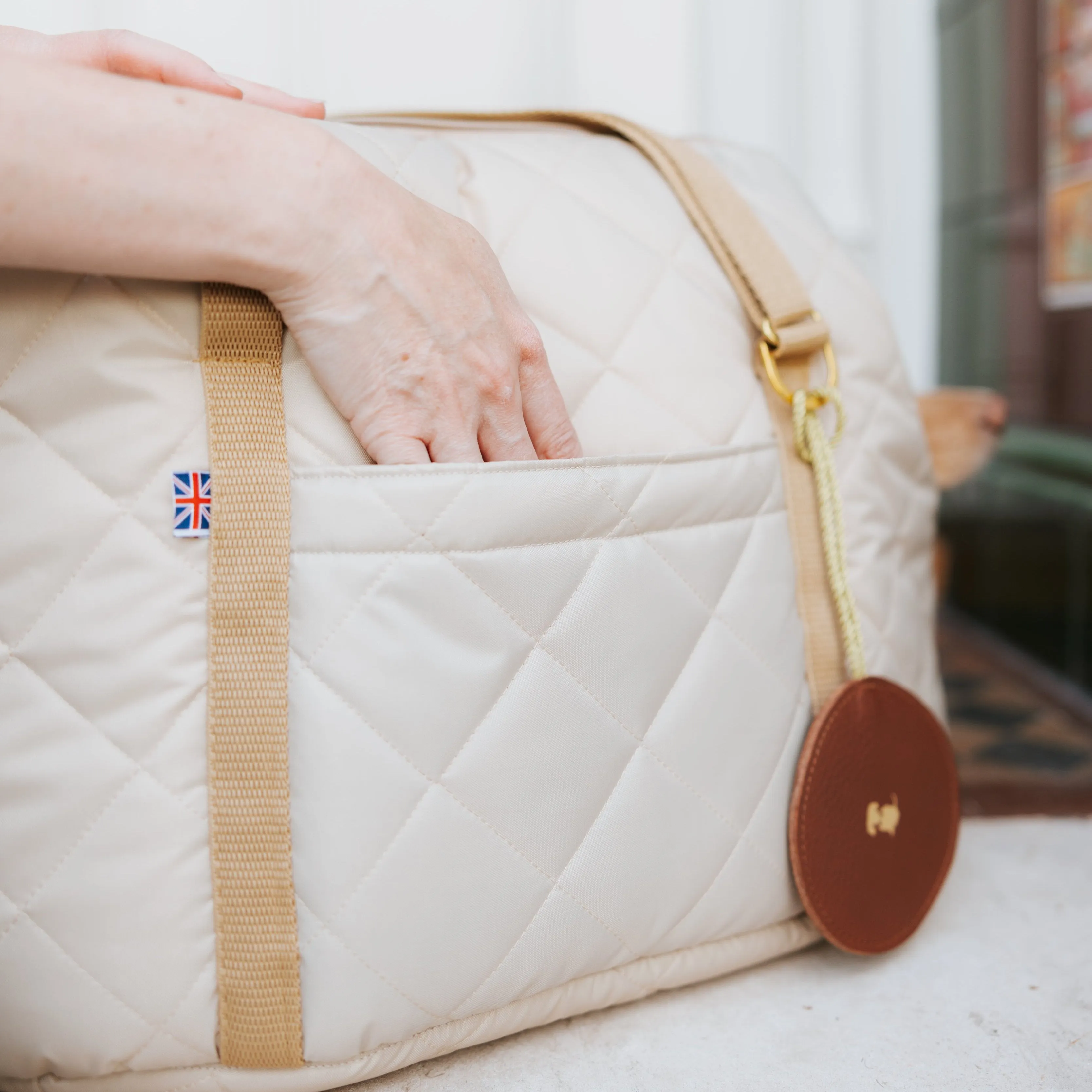NEW! The Chelsea Champagne Quilted Dog Carrier