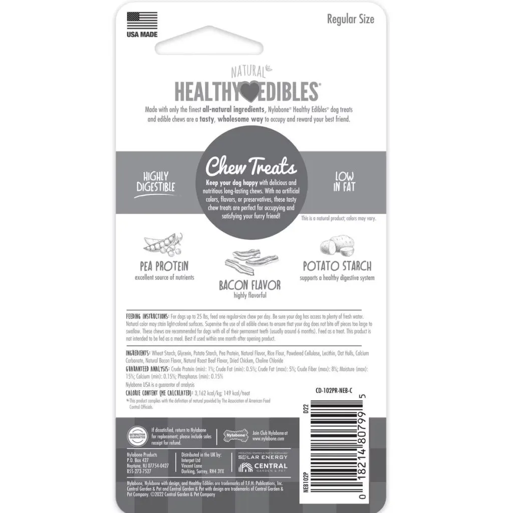 Nylabone Healthy Edibles Natural Long Lasting Bacon Flavor Dog Chew Treats