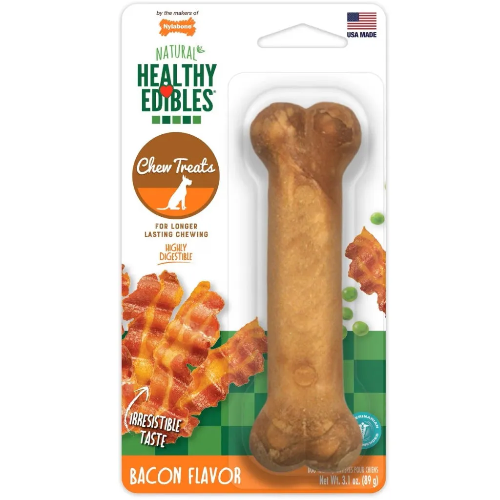 Nylabone Healthy Edibles Natural Long Lasting Bacon Flavor Dog Chew Treats