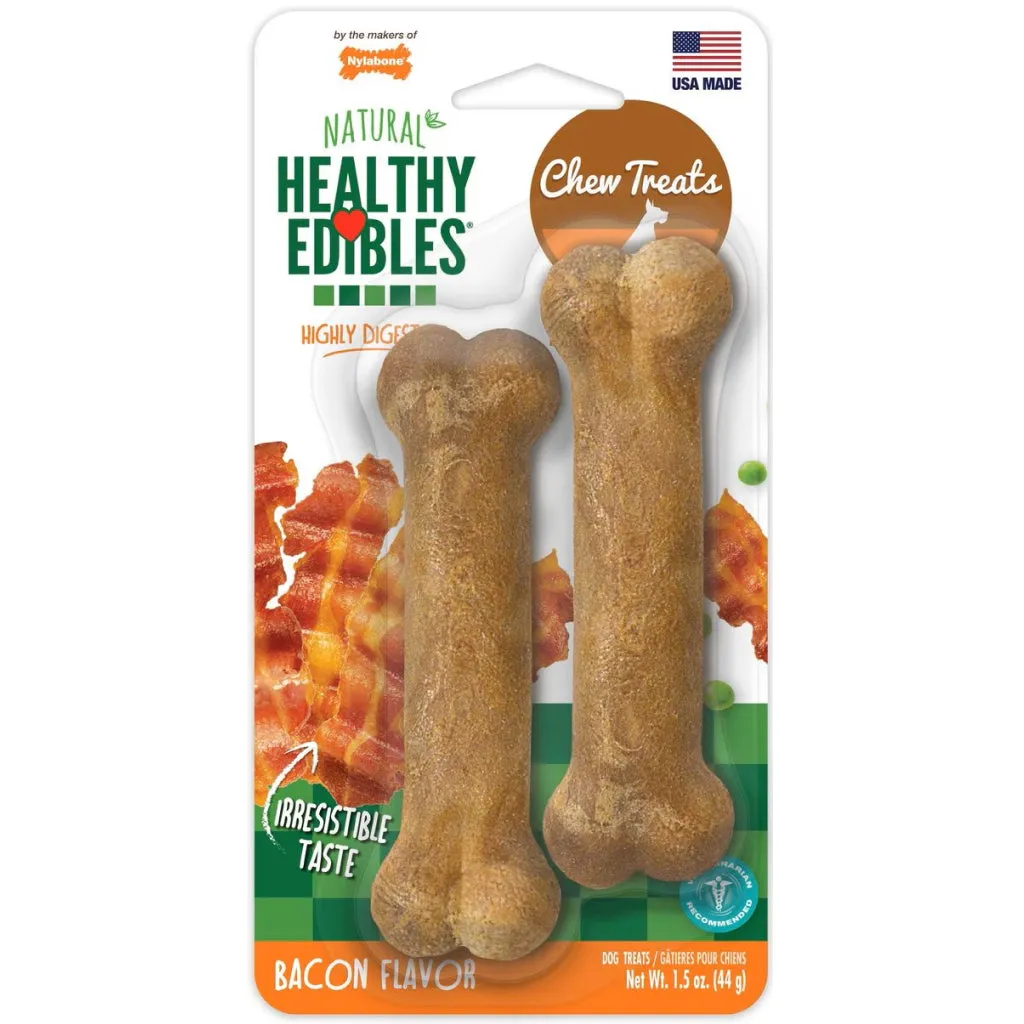Nylabone Healthy Edibles Natural Long Lasting Bacon Flavor Dog Chew Treats