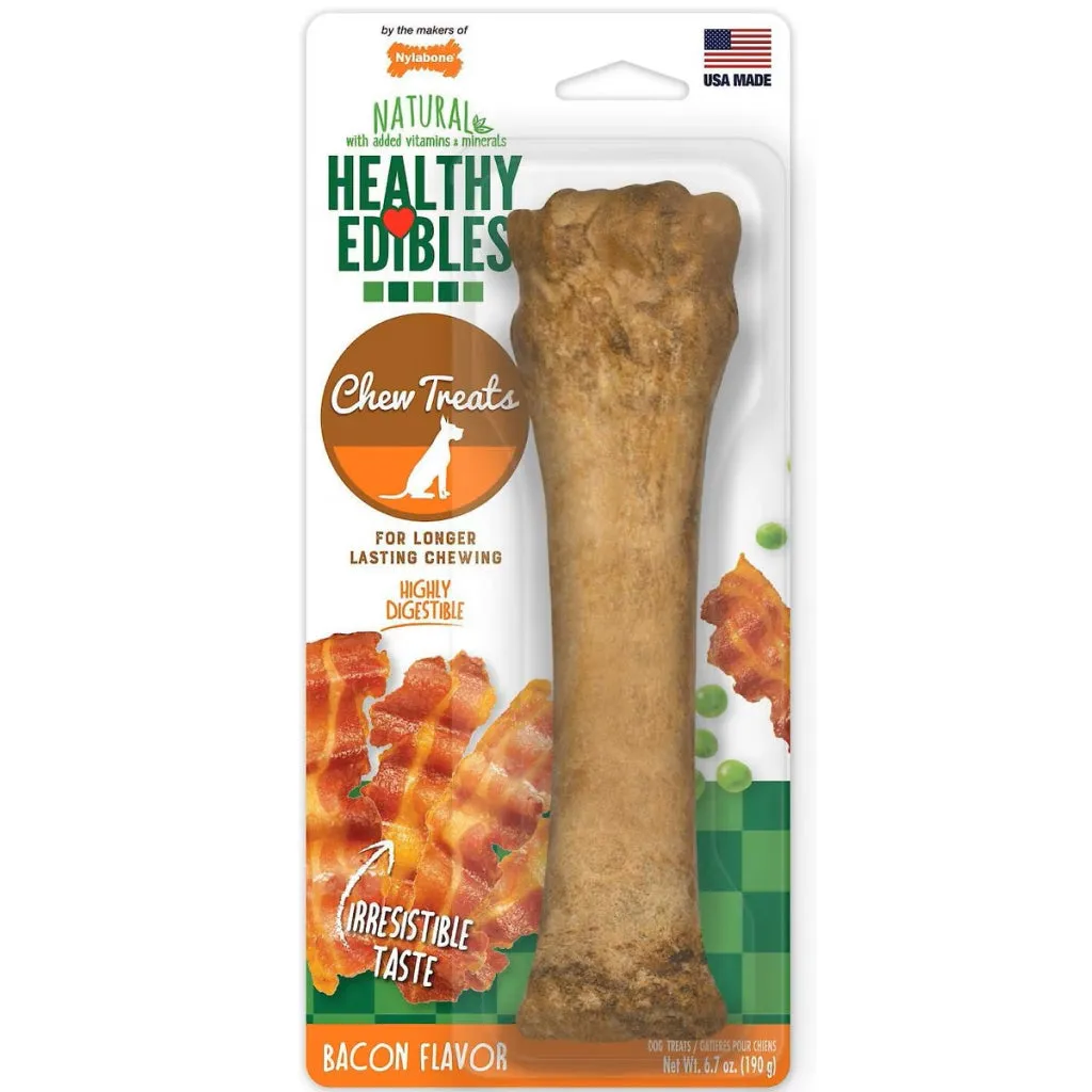 Nylabone Healthy Edibles Natural Long Lasting Bacon Flavor Dog Chew Treats