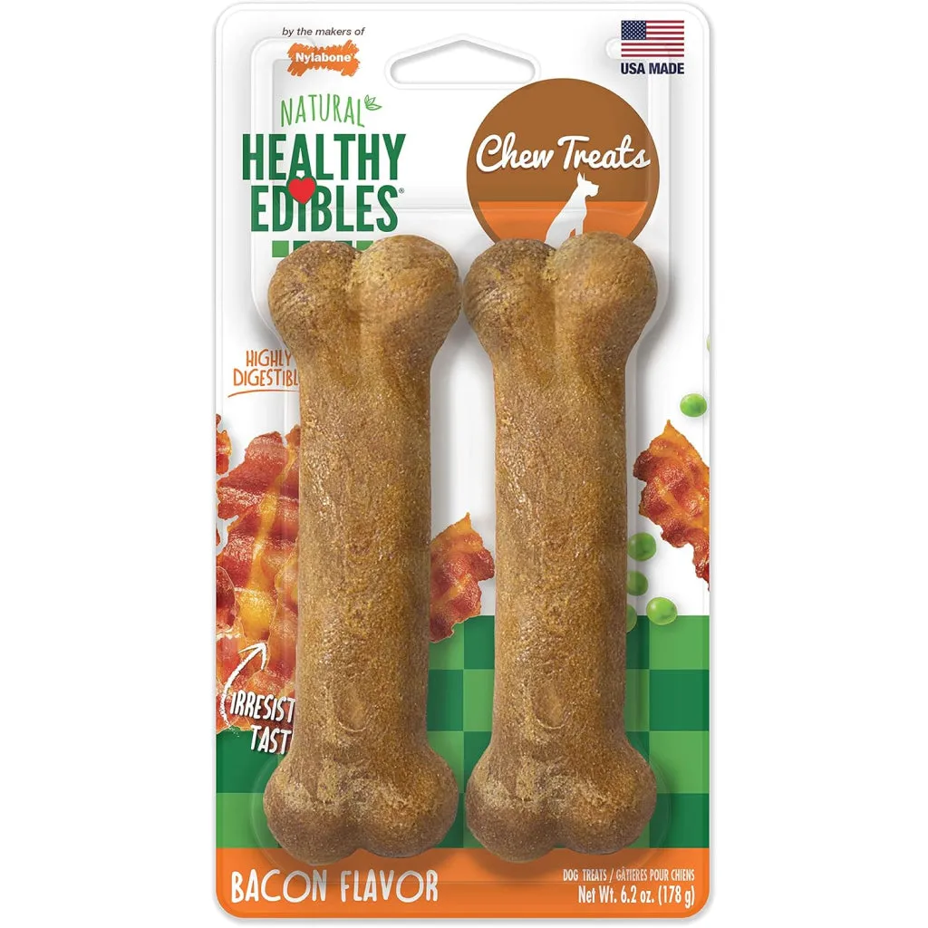 Nylabone Healthy Edibles Natural Long Lasting Bacon Flavor Dog Chew Treats
