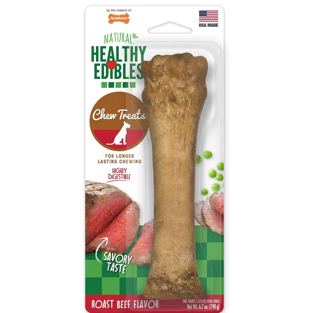 Nylabone Healthy Edibles Natural Long Lasting Roast Beef Flavor Dog Chew Treats