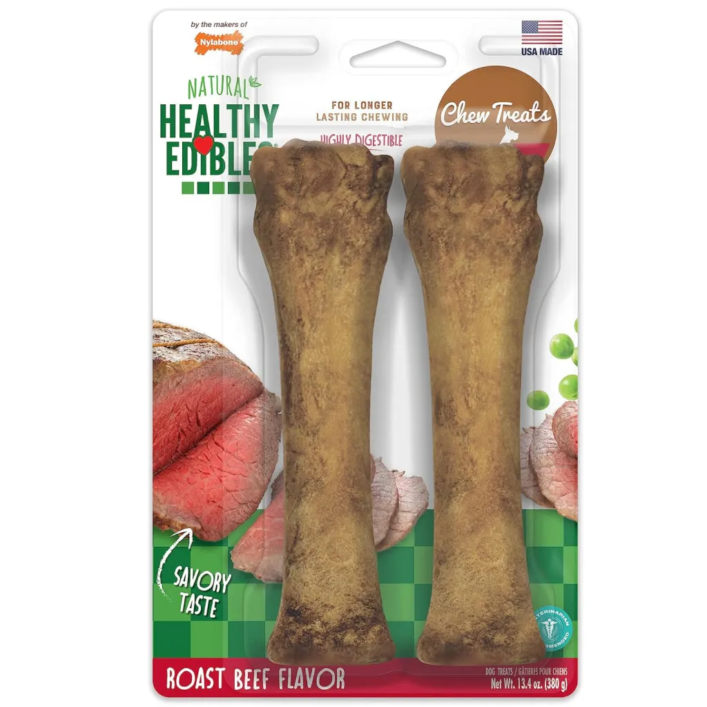 Nylabone Healthy Edibles Natural Long Lasting Roast Beef Flavor Dog Chew Treats