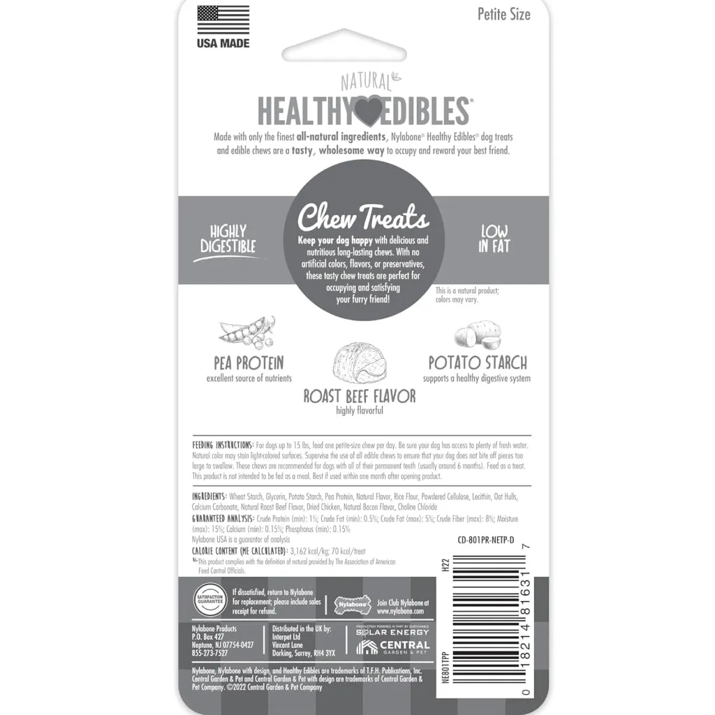 Nylabone Healthy Edibles Natural Long Lasting Roast Beef Flavor Dog Chew Treats