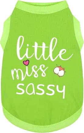 Paiaite Dog Clothes Fashionable Sleeveless Pet Vest: 'Little Miss Sassy' Printed Cotton Dog Shirt, Ideal for Small, Medium, and Large Breeds, Ensuring Comfort and Breathability Green M
