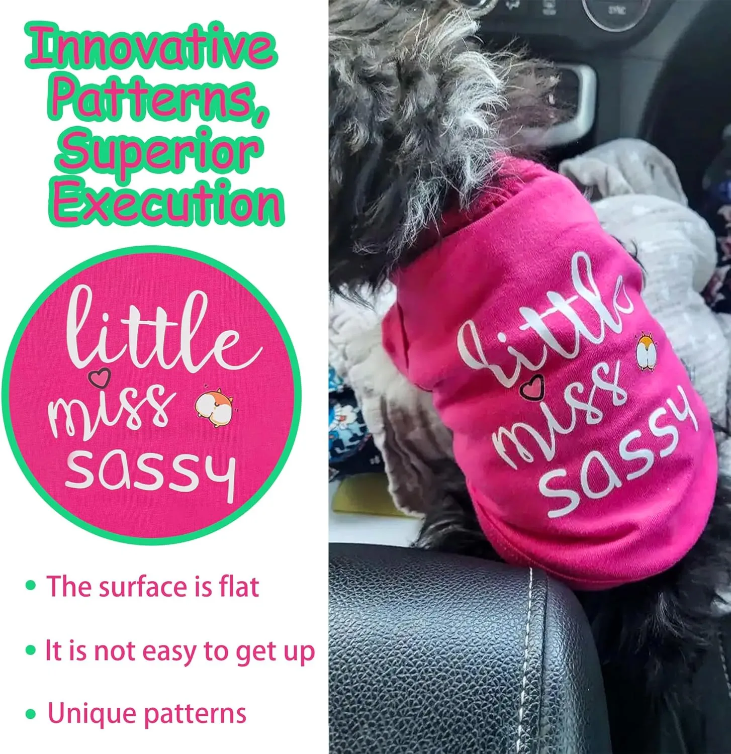 Paiaite Dog Clothes Fashionable Sleeveless Pet Vest: 'Little Miss Sassy' Printed Cotton Dog Shirt, Ideal for Small, Medium, and Large Breeds, Ensuring Comfort and Breathability Green M