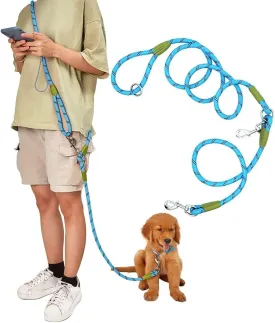 pawstrip Hands Free Dog Leash Crossbody Dog Running Leash Handsfree Pet Rope for Hiking Training Heavy Duty Reflective Pet Walking Belt (Blue)