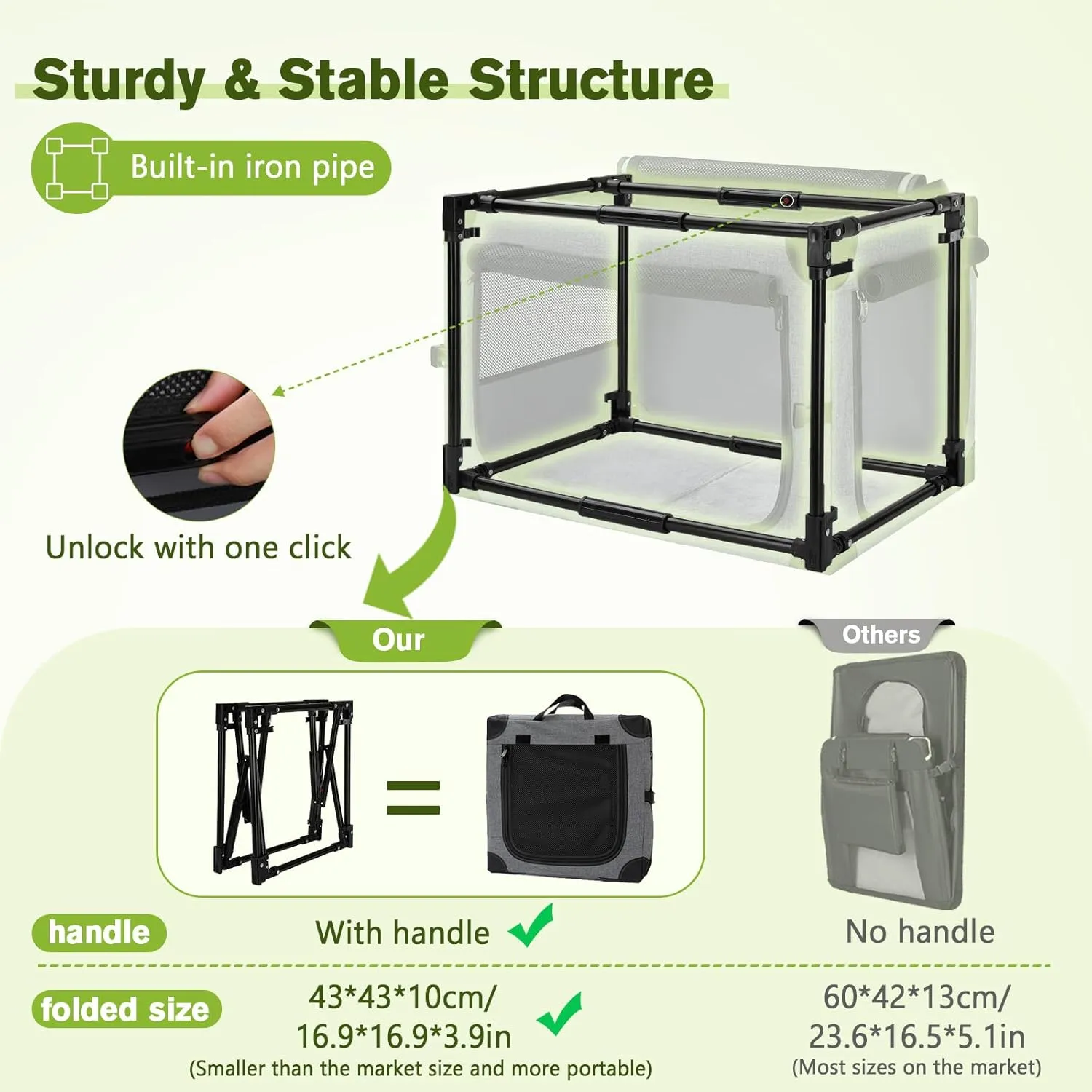 Pecute Collapsible Dog Crate, Portable Kennel for Dogs,M(24.8 x 16.9 x 16.9 inch), Top Access and 3-Breathable Mesh Windows, Indoor Outdoor Dog Cage, for Room, Car, Travelling, Camping, Grey