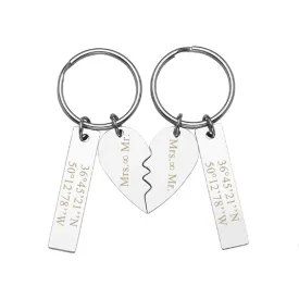 Personalized Heart Puzzle Matching Message Tag Keychain Set | Jovivi