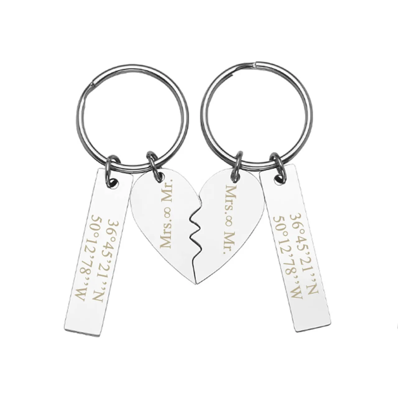 Personalized Heart Puzzle Matching Message Tag Keychain Set | Jovivi