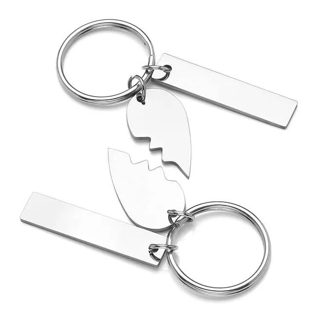 Personalized Heart Puzzle Matching Message Tag Keychain Set | Jovivi