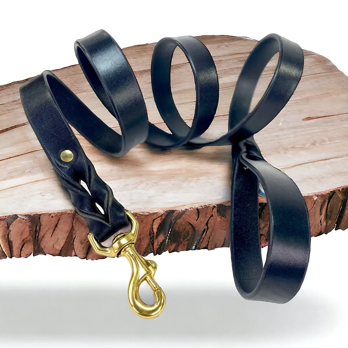 Personalized Leather Dog Collar with Nameplate 1.5" Studding