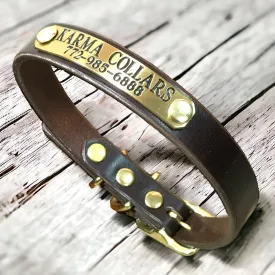 Personalized Leather Dog Collar with Nameplate 3/4"