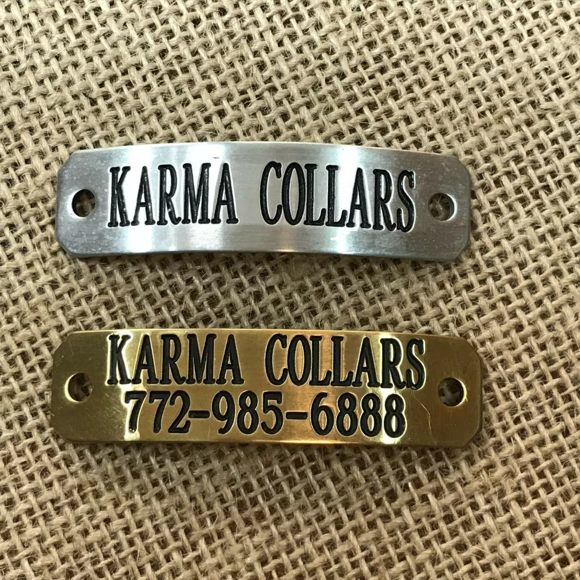 Personalized Leather Dog Collar with Nameplate 5/8"