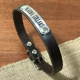 Personalized Leather Dog Collar with Nameplate 5/8"