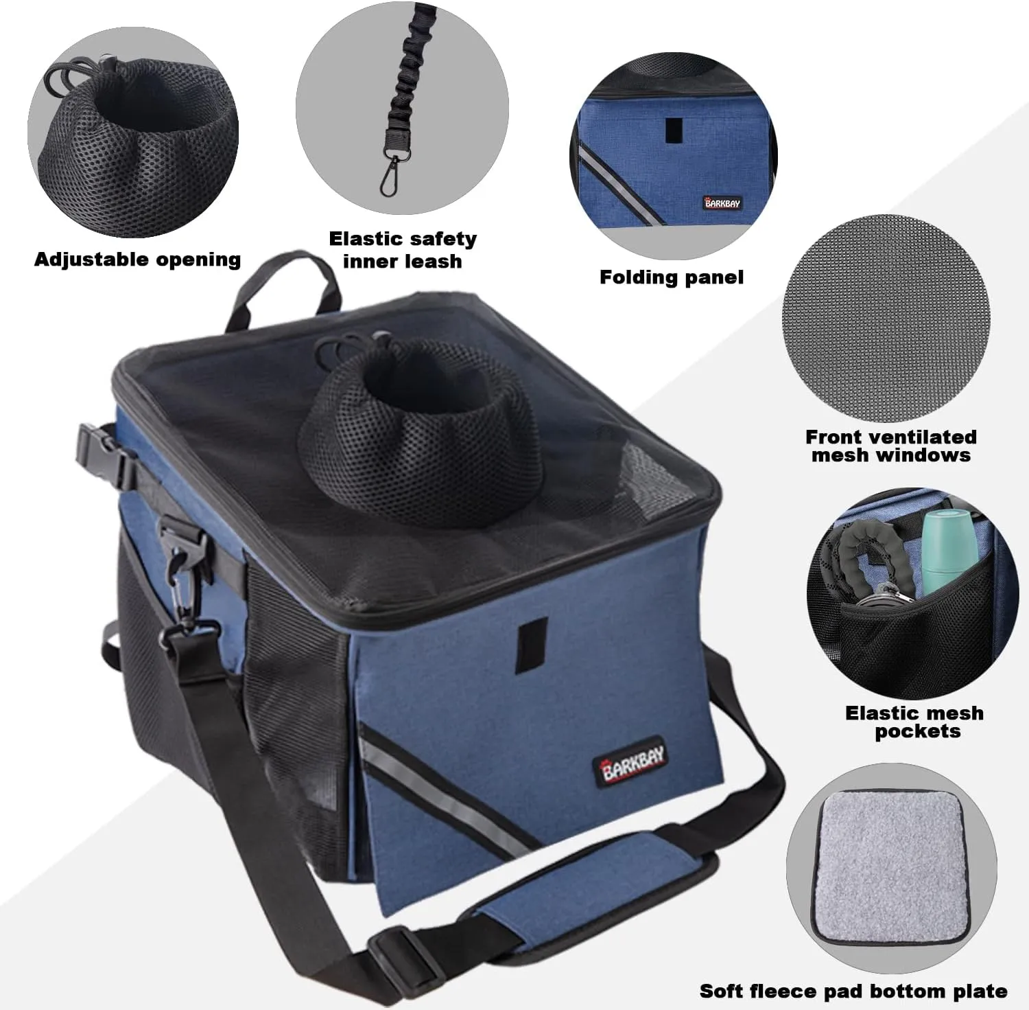 Pet Carrier Bicycle Basket Bag Pet Carrier/Booster Backpack for Dogs and Cats with Big Side Pockets,Comfy & Padded Shoulder Strap,Travel with Your Pet SafetyClassic Blue