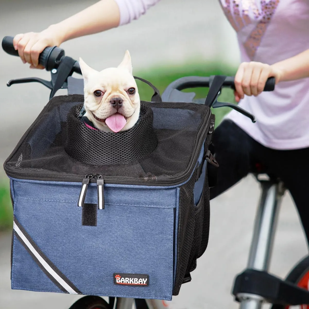 Pet Carrier Bicycle Basket Bag Pet Carrier/Booster Backpack for Dogs and Cats with Big Side Pockets,Comfy & Padded Shoulder Strap,Travel with Your Pet SafetyClassic Blue