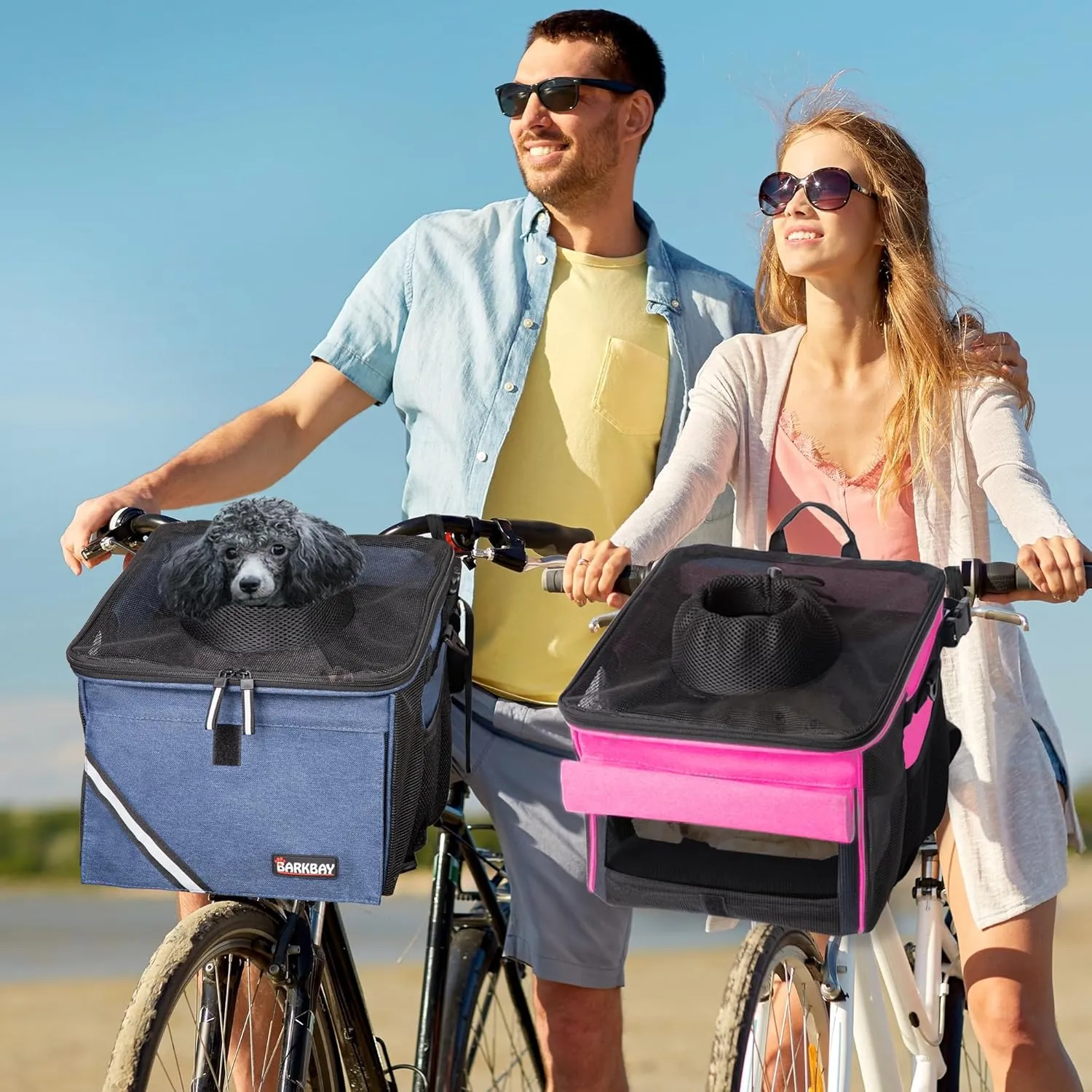 Pet Carrier Bicycle Basket Bag Pet Carrier/Booster Backpack for Dogs and Cats with Big Side Pockets,Comfy & Padded Shoulder Strap,Travel with Your Pet SafetyClassic Blue