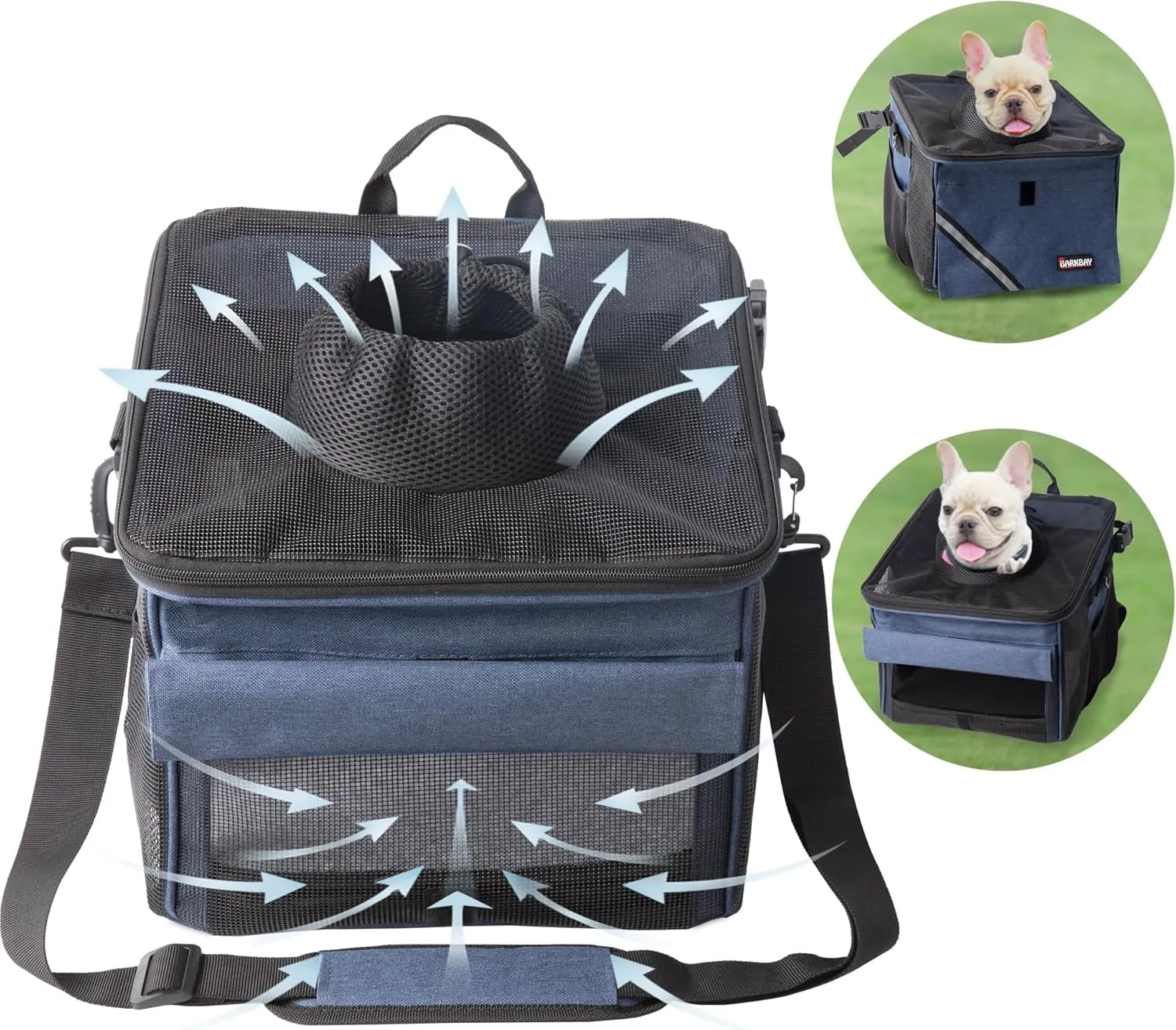 Pet Carrier Bicycle Basket Bag Pet Carrier/Booster Backpack for Dogs and Cats with Big Side Pockets,Comfy & Padded Shoulder Strap,Travel with Your Pet SafetyClassic Blue