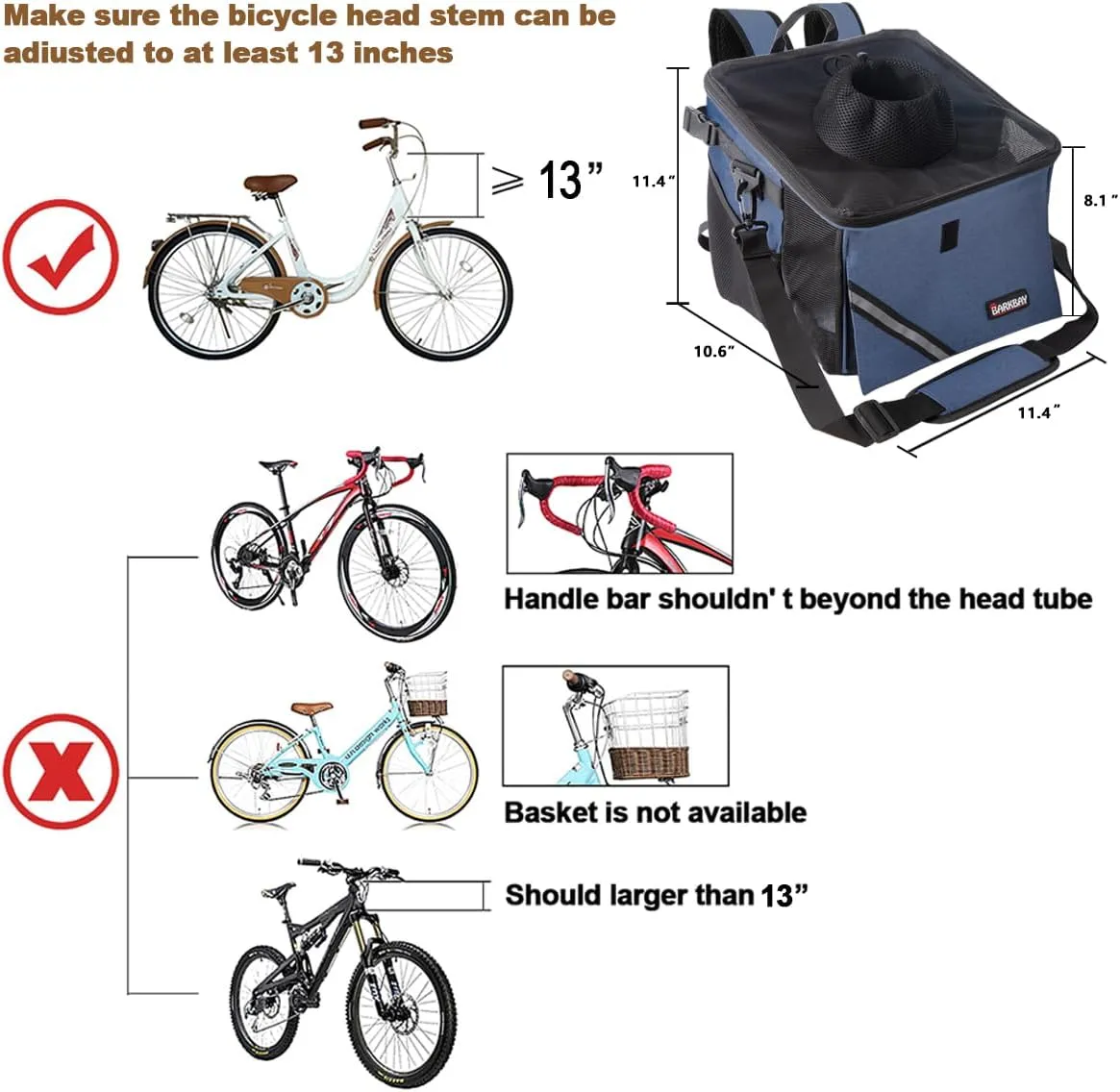 Pet Carrier Bicycle Basket Bag Pet Carrier/Booster Backpack for Dogs and Cats with Big Side Pockets,Comfy & Padded Shoulder Strap,Travel with Your Pet SafetyClassic Blue