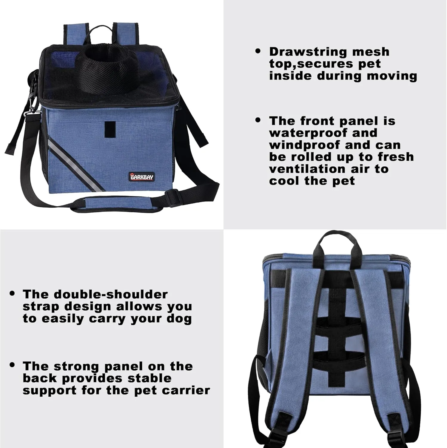 Pet Carrier Bicycle Basket Bag Pet Carrier/Booster Backpack for Dogs and Cats with Big Side Pockets,Comfy & Padded Shoulder Strap,Travel with Your Pet SafetyClassic Blue
