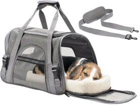 Pet Carriers for Cat and Small Dog Soft-Sided Pet Travel Bag Airline Approved Travel Carrier Expandable Foldable Portable Bag, Gray