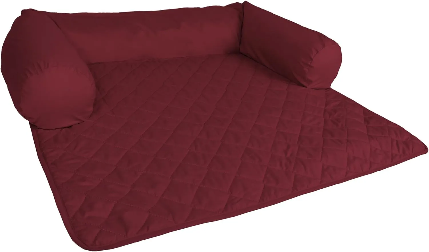 Pet Furniture Protector Non-Slip Water-Resistant Cover for Dogs and Cats with 3-Sided Bolster Soft Fabric - Medium, Cranberry