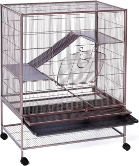 Prevue Pet Products Rat, Chinchilla, Baby Ferret Cage, Metal Home Crate for Small Animal Critters, Chew-Proof House with Caster Wheels, Earthtone Dusted Rose Hammertone Finish 31 inches x 20.5 inches x 40 inches