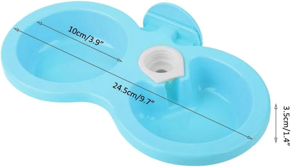 Pssopp Double Dog Bowl, Hanging Pet Bowl, Dual Use Pet Food and Water Feeder, Plastic, Blue