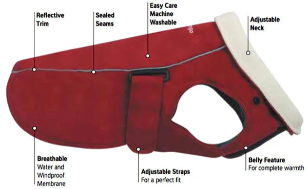 Red Dingo Perfect-Fit Warm Coat For Dogs - Olive Green