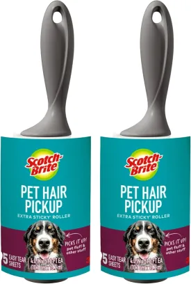 Scotch-Brite Pet Extra Sticky Hair Lint Roller, 95 Sheets(Packaging May Vary) (Pack of 2)