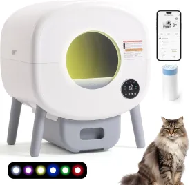 Self Cleaning Cat Litter Box - Extra Large Automatic Litter Box with Mat for Multiple Cats - Odor-Free Waste Disposal Includes Trash Bags