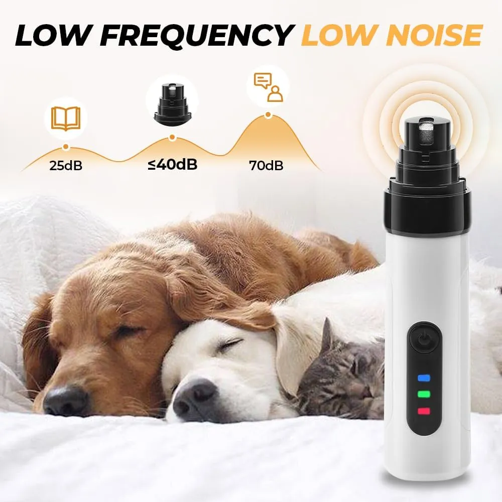 Silent Groom Pro Nail Grinder,Dog Nail Grinder Trimmers,Silent Groom Pro Pet Nail Grinder for Dogs,Rechargeable USB Charging Pet Nail Grinder Quiet,Pet Paws Grooming Smoothing Tool (1 Set)